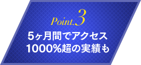 Point.3 5ヶ月間でアクセス1000%超の実績も